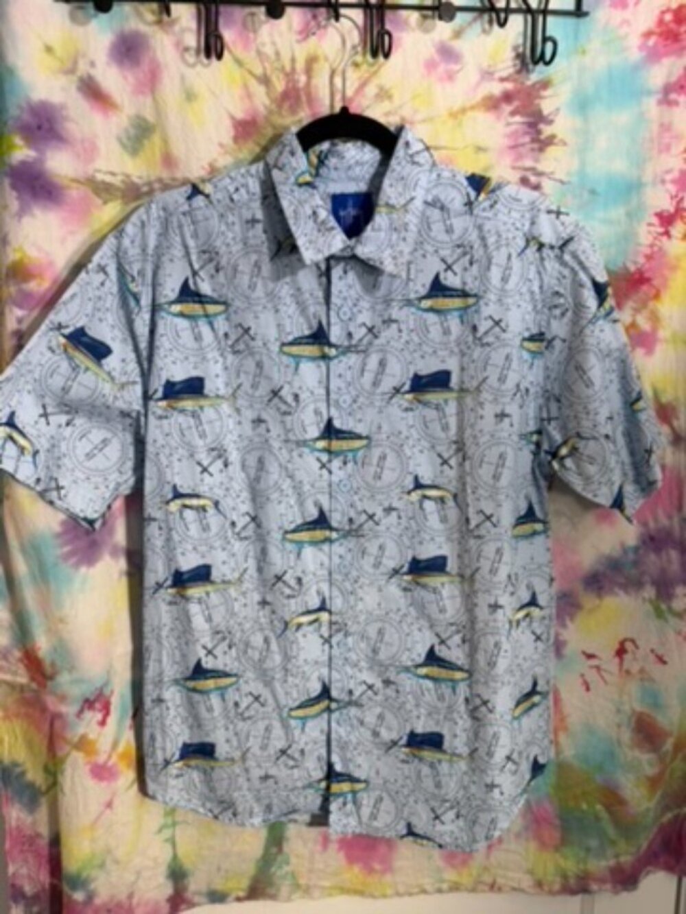 Guy Harvey Men's Short-Sleeve Resort Woven Button-Down Shirt